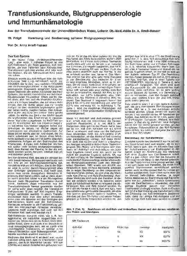 Vorschauseite 1: Transfusionskunde, Blutgruppenserologie und Immunhämatologie 19. Folge: Vererbung und Bestimmung seltener Blutgruppensysteme