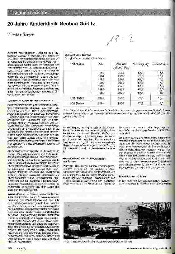 Vorschauseite 1: 20 Jahre Kinderklinik-Neubau Görlitz