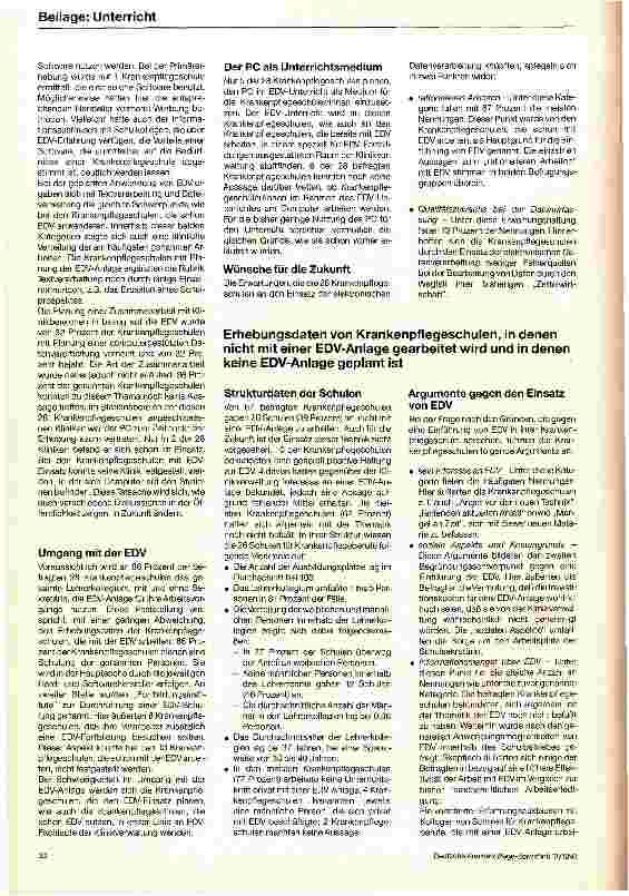 Vorschauseite 4: Computer in Krankenund Kinderkrankenpflegeschulen Analyse und Interpretation einer statistischen Erhebung zum Einsatz. .