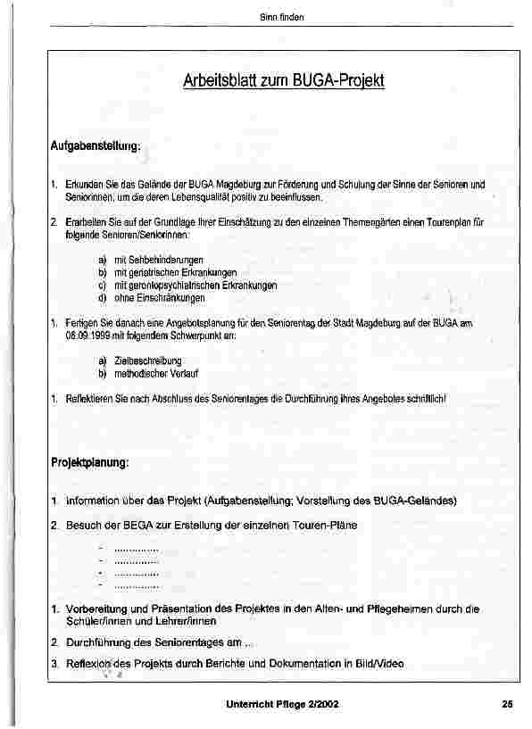 Vorschauseite 2: Sinn finden - Erschließen des BUGA-Geländes für Senioren/innen mit unterschiedlichen Einschränkungen