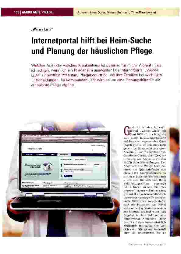 Vorschauseite 1: Internetportal hilft bei Heim-Suche und Planung der häuslichen Pflege