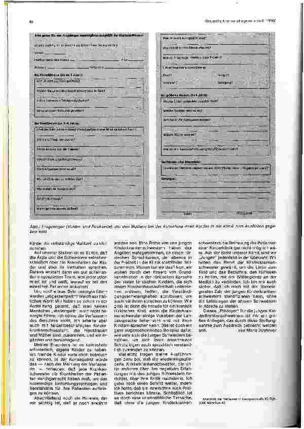 Vorschauseite 2: Als Hausfrau wieder zurück ins Berufsleben — Neue Erfahrungen als KinderkrankenschwesterDKZ 1981, 10, 618-620