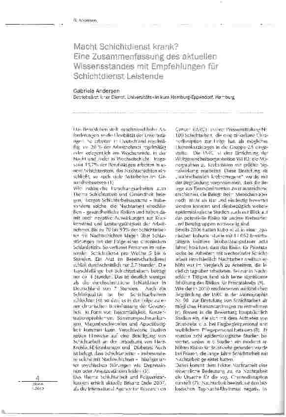 Vorschauseite 1: Macht Schichtdienst krank?