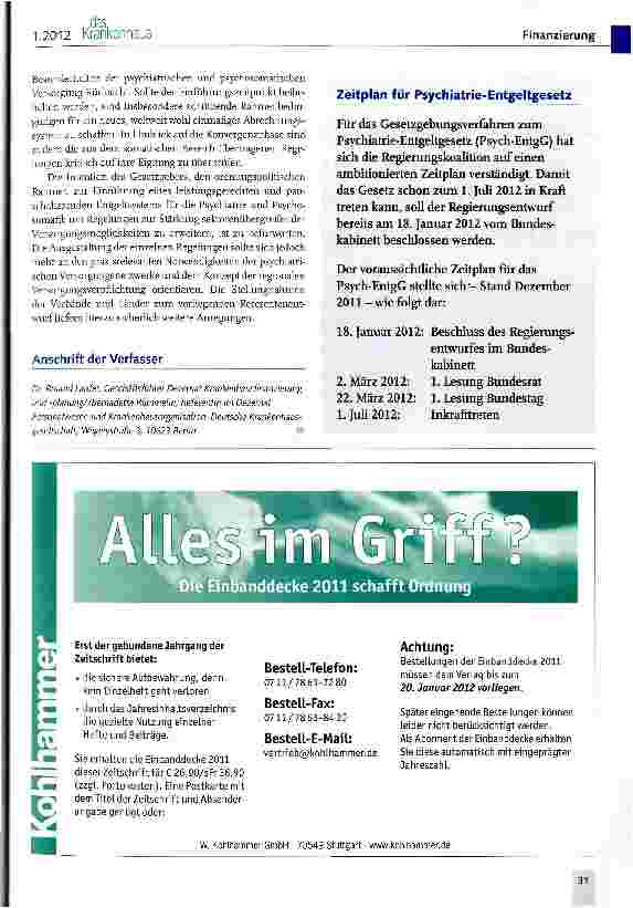 Vorschauseite 5: Referentenentwurf für ein Psych-Entgeltgesetz