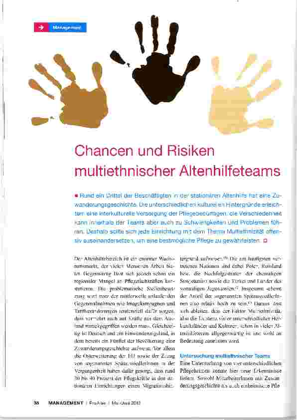 Vorschauseite 1: Chancen und Risiken multiethnischer Altenhilfeteams
