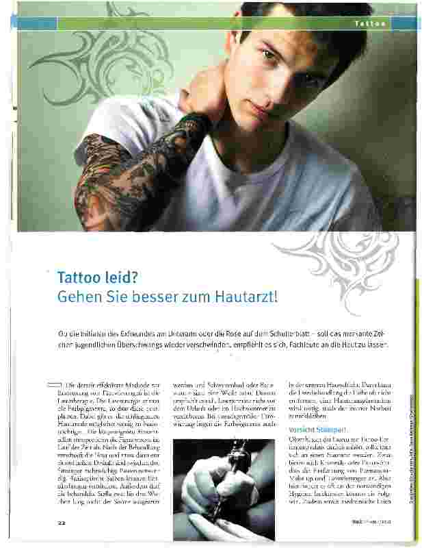 Vorschauseite 1: Tattooleid? Gehen Sie besser zum Hautarzt!