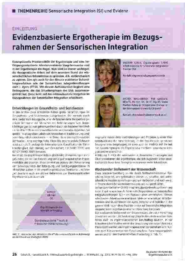 Vorschauseite 1: Evidenzbasierte Ergotherapie im Bezugs rahmen der Sensorischen Integration