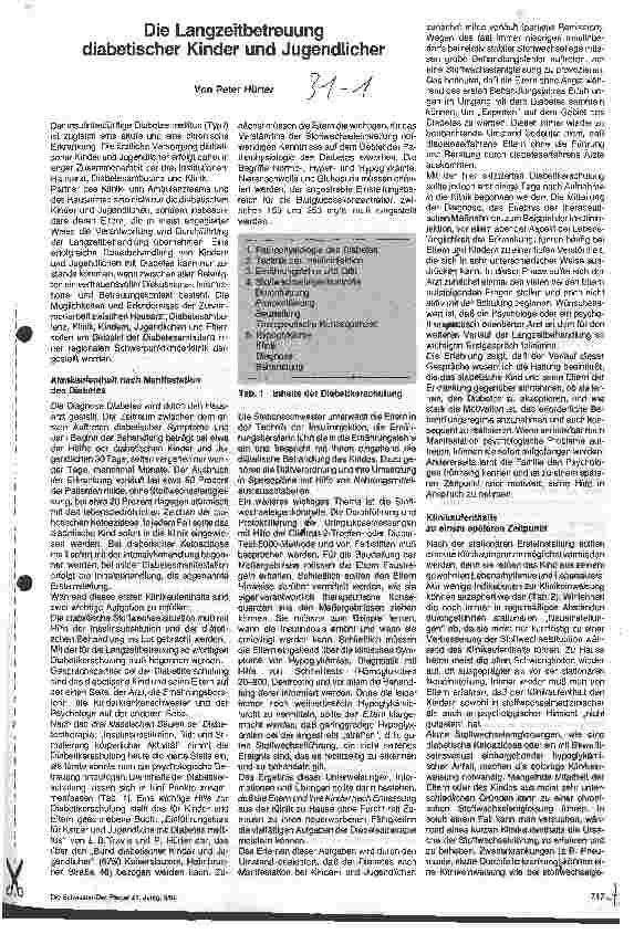 Vorschauseite 1: Die Langzeitbetreung diabetischer Kinder und Jugendlicher