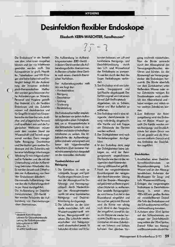 Vorschauseite 1: Desinfektion flexibler Endoskope