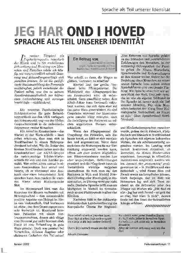 Vorschauseite 1: Jeg Har OND I HOVEDSPRACHE ALS TEIL UNSERER IDENTITÄT