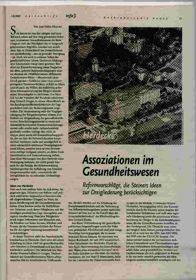 Vorschauseite 1: Assoziationen im Gesundheitswesen Reformvorschläge, die Steiners Ideen zur Dreigliederung berücksichtigen
