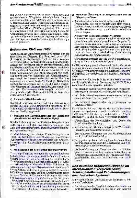 Vorschauseite 3: Muß das deutsche Krankenhausfinanzierungssystem grundlegend reformiert werden?