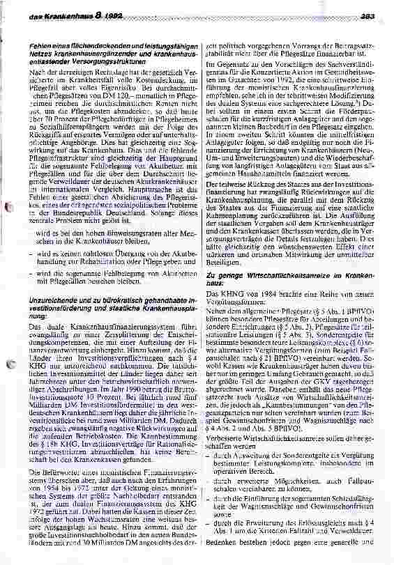 Vorschauseite 5: Muß das deutsche Krankenhausfinanzierungssystem grundlegend reformiert werden?