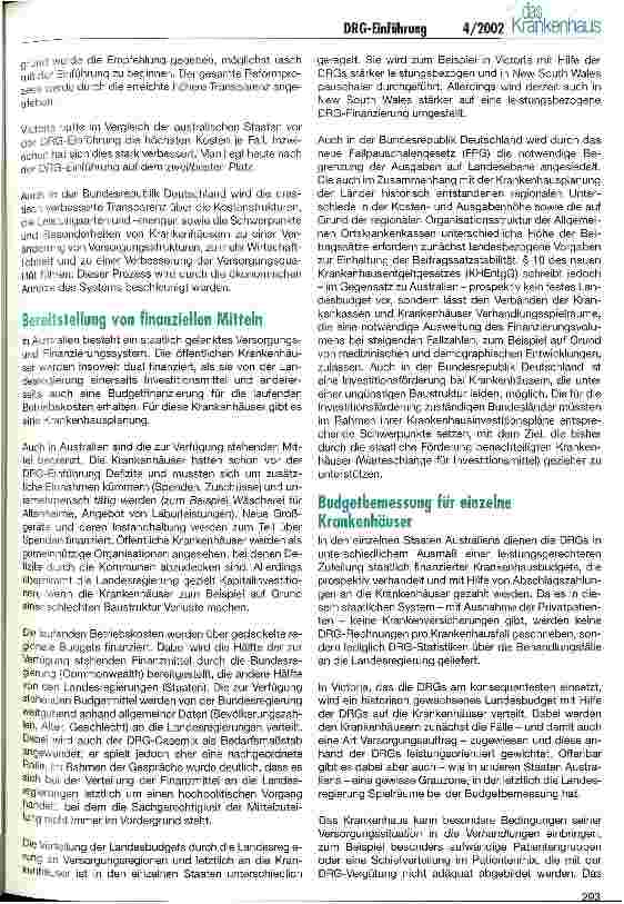 Vorschauseite 2: DRG-Einführung in Deutschland vor dem Hintergrund australischer Erfahrungen