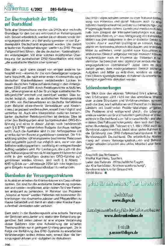 Vorschauseite 5: DRG-Einführung in Deutschland vor dem Hintergrund australischer Erfahrungen