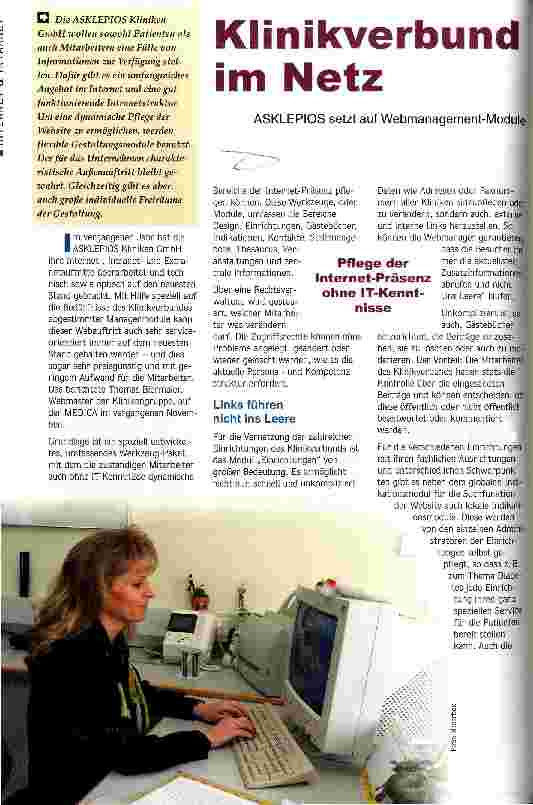 Vorschauseite 1: Klinikverbund im Netz ASKLEPIOS setzt auf Webmanagement-Module