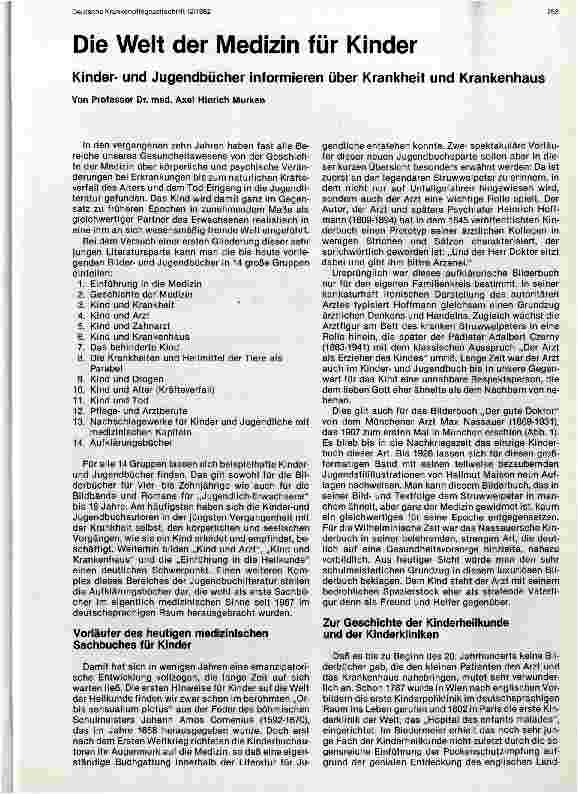 Vorschauseite 1: Die Welt der Medizin für Kinder Kinder-und Jugendbücher informieren über Krankheit und Krankenhaus
