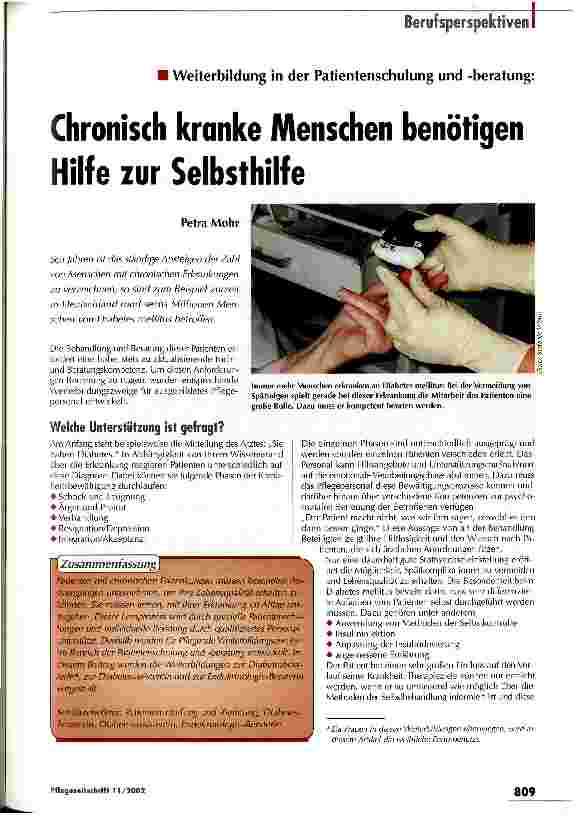 Vorschauseite 1: Chronisch kranke Menschen benötigen Hilfe zur Selbsthilfe