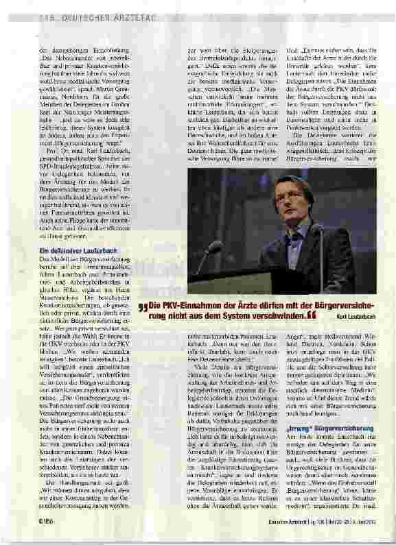 Vorschauseite 2: KRANKENVERSICHERUNG DER ZUKUNFTBewährtes nicht leichtfertig aufs Spiel setzen