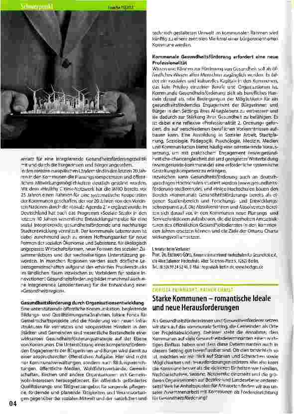 Vorschauseite 2: Kommunale Gesundheitsförderung als Beruf