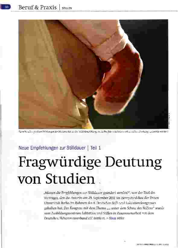 Vorschauseite 1: Neue Empfehlungen zur Stilldauer | Teil 1 Fragwürdige Deutung von Studien