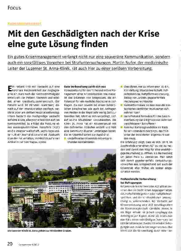 Vorschauseite 1: Mit den Geschädigten nach der Krise eine gute Lösung finden