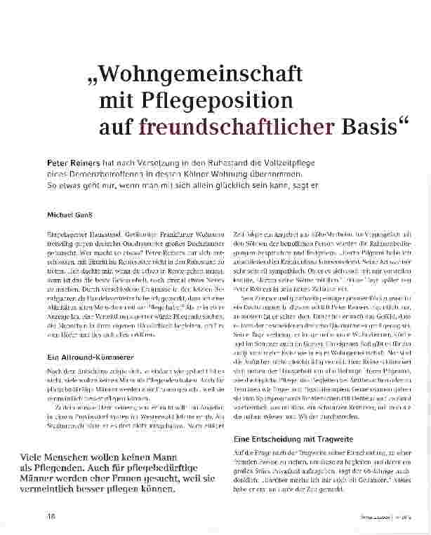 Vorschauseite 1: „Wohngemeinschaft mit Pflegeposition auf freundschaftlicher Basis