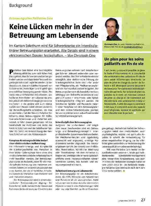 Vorschauseite 1: Keine Lücken mehr in der Betreuung am Lebensende