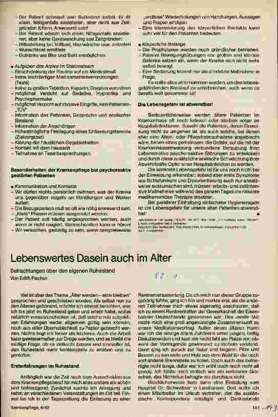 Vorschauseite 1: Lebenswertes Dasein auch im Alter
