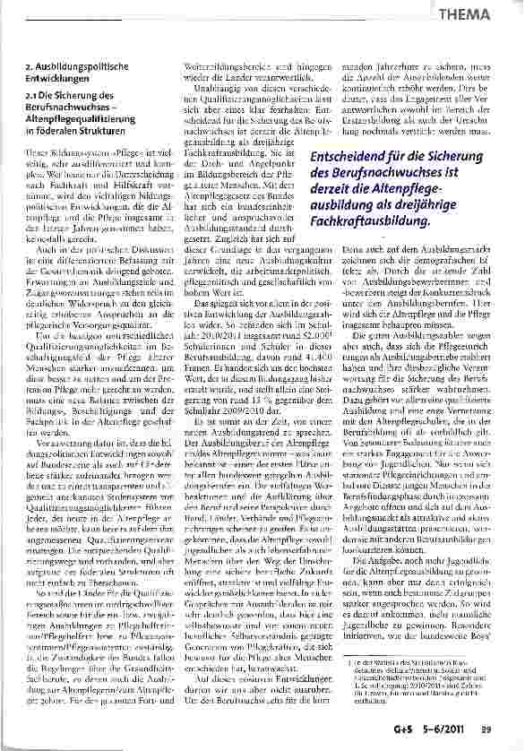 Vorschauseite 2: Perspektiven und Potenziale des Ausbildungsund Berufsfeldes Altenpflege