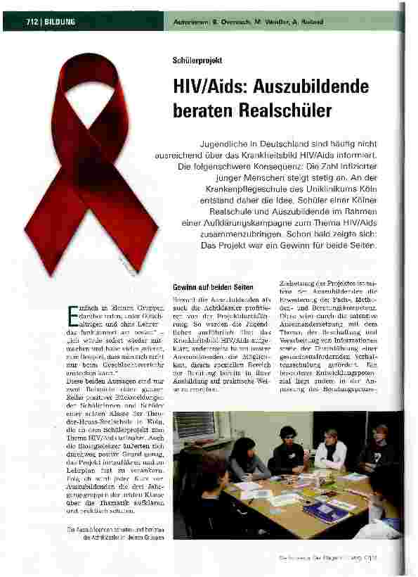 Vorschauseite 1: HIV/Aids: Auszubildende beraten Realschüler