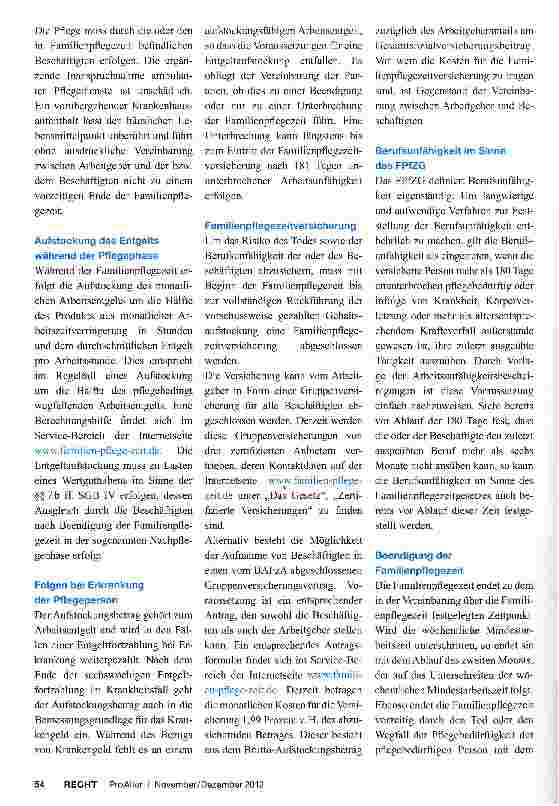 Vorschauseite 2: Mit der Familienpflegezeit Beruf und Pflege vereinbaren