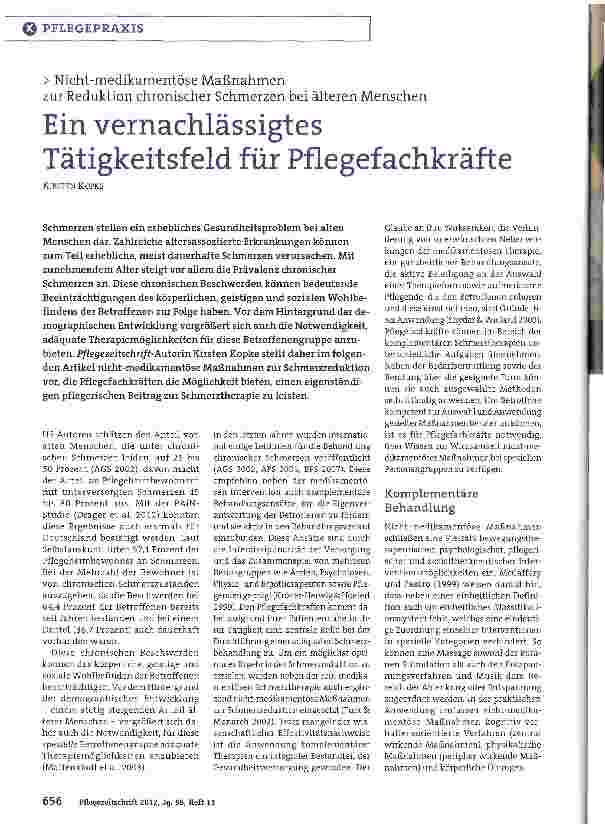 Vorschauseite 1: Ein vernachlässigtes Tätigkeitsfeld für Pflegefachkräfte