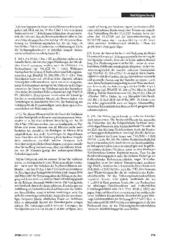 Vorschauseite 2: Nichtannahme einer Verfassungsbeschwerde wegen überlanger Verfahrensdauer; Nichtbearbeitung durch Sozialgericht über Dauer von 30 Monaten; Rechtsschutzinteresse/ Wiederholungsgefa…