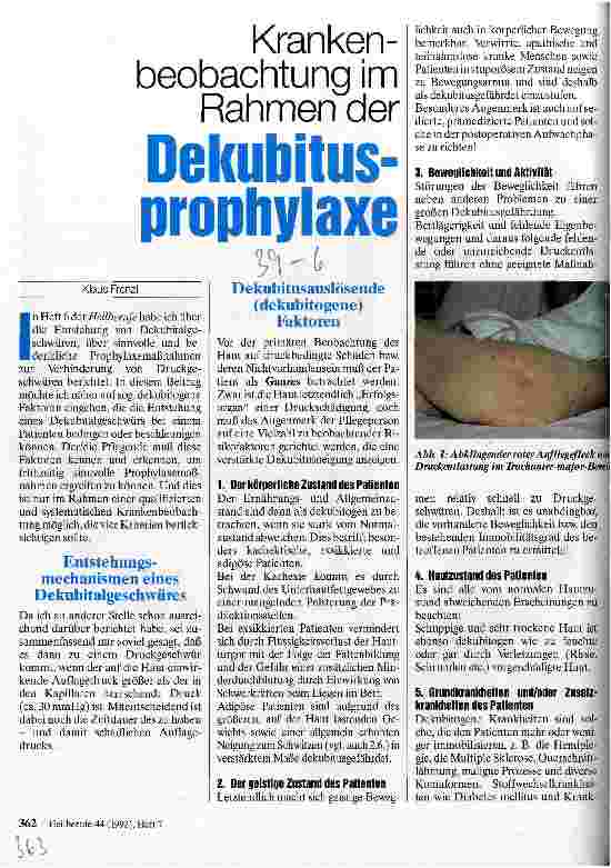 Vorschauseite 1: Krankenbeobachtungen im Rahmen der Dekubitusprophylaxe