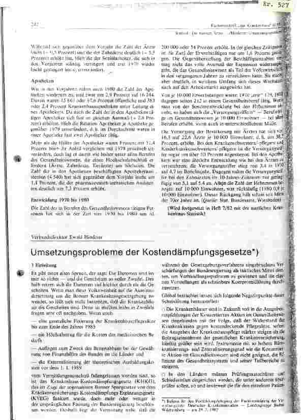 Vorschauseite 1: Umsetzungsprobleme der Kostendämpfungsgesetzes
