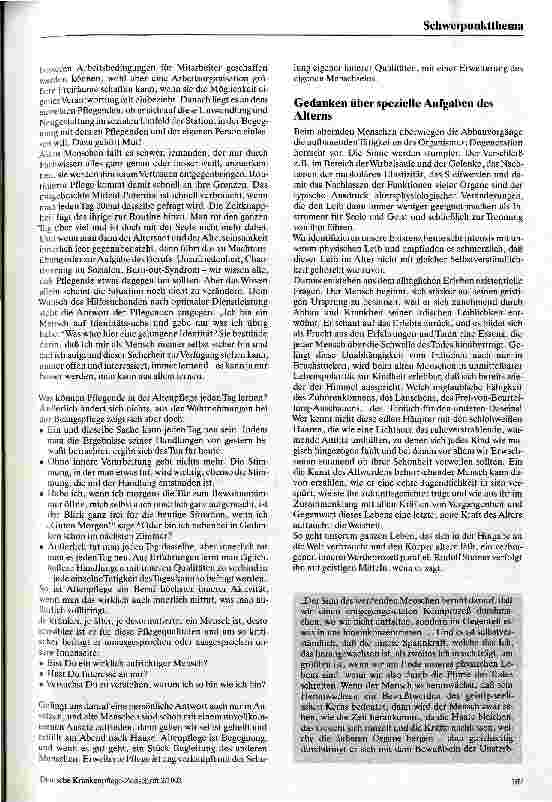 Vorschauseite 5: Zufriedenstellende Arbeit in einem Altenpflegeheim? Eine Möglichkeit im Sinne der Anthropologie