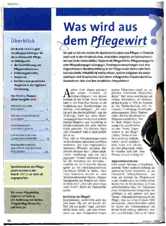 Vorschauseite 1: Was wird aus dem Pflegewirt?