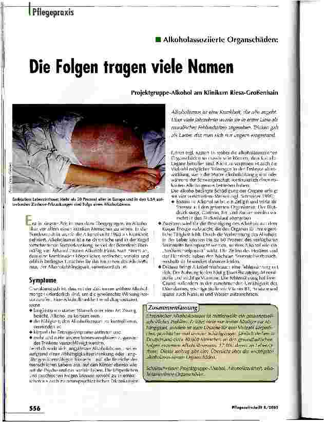 Vorschauseite 1: Die Folgen tragen viele Namen Projektgruppe-Alkohol am Klinikum Riesa-Großenhain