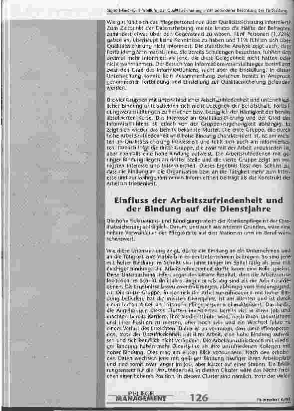 Vorschauseite 6: Einstellung zur Qualitätssicherung unter besonderer Beachtung der Fortbildung