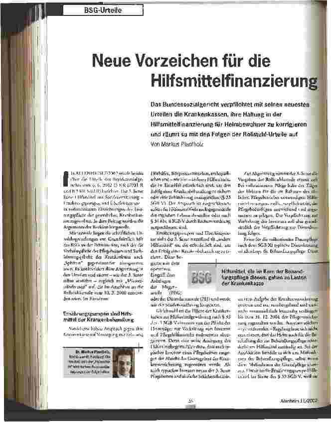 Vorschauseite 1: Neue Vorzeichen für die Hilfsmittelfinanzierung