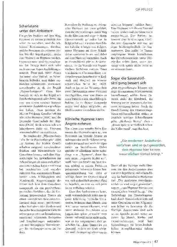 Vorschauseite 2: Hypnose im OP