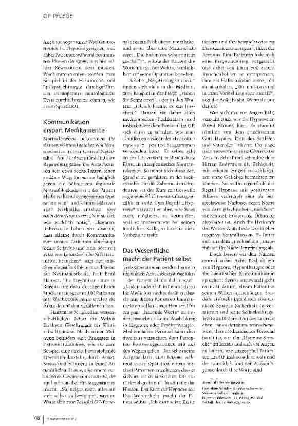Vorschauseite 3: Hypnose im OP