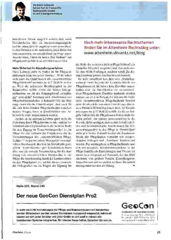 Vorschauseite 2: Pflegekassen sind über Eignung auskunftspflichtig
