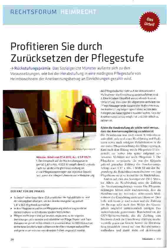 Vorschauseite 1: Profitieren Sie durch Zurücksetzen der Pflegestufe
