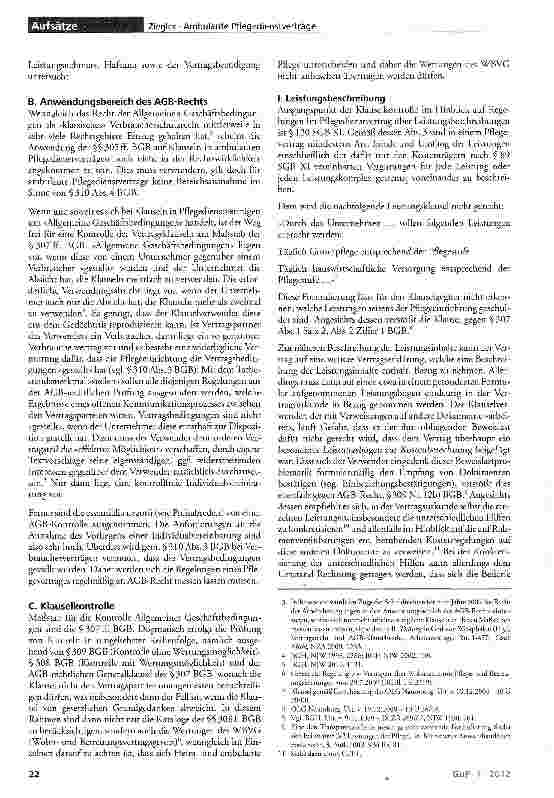 Vorschauseite 2: Ambulante Pflegedienstverträge und AGB-Recht: Terra incognita?