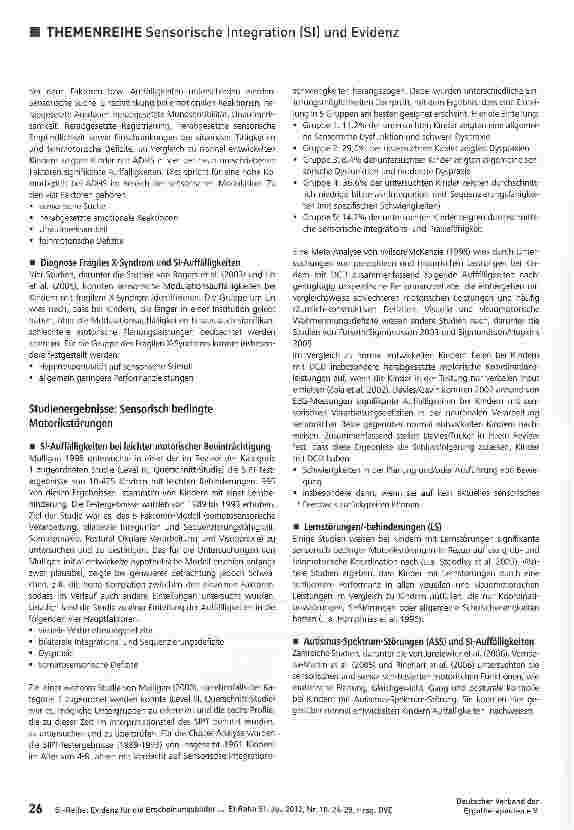 Vorschauseite 3: Evidenz für die Erscheinungsbilder von Sensorischen Integrationsstörungen
