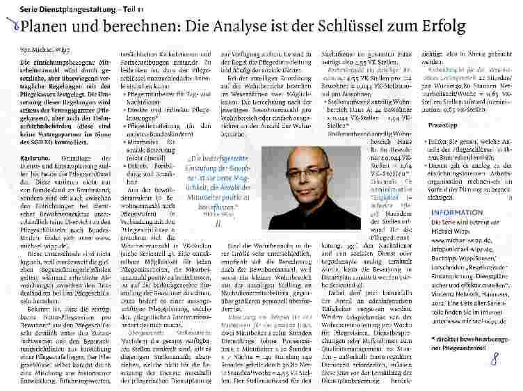 Vorschauseite 1: Serie Dienstplangestaltung-Teil 11 Planen und berechnen: Die Analyse ist der Schlüssel zum Erfolg