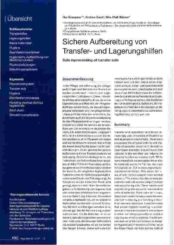 Vorschauseite 1: Sichere Aufbereitung von Transferund Lagerungshilfen