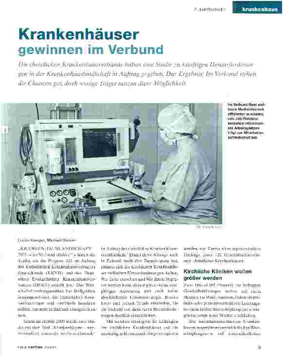 Vorschauseite 1: Krankenhäuser gewinnen im Verbund